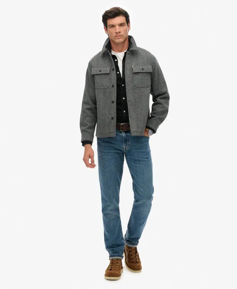 superdry - Overshirt Herringbone em mistura de lã 3/6