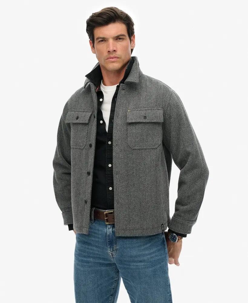 superdry - Overshirt Herringbone em mistura de lã 2/6