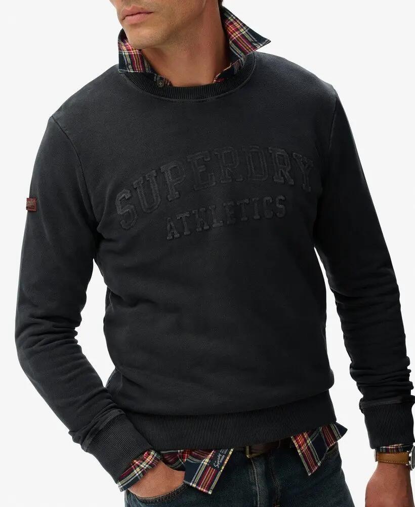 superdry Athletic Embossed Sweater van biologisch katoen – Jet Black 3/6