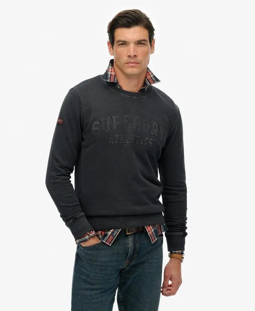 superdry Athletic Embossed Sweater van biologisch katoen – Jet Black 2/6