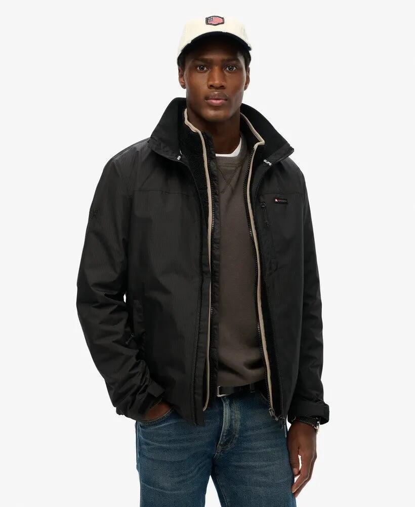 superdry Non Hood Logo Windbreaker Jas - JET BLACK 4/5