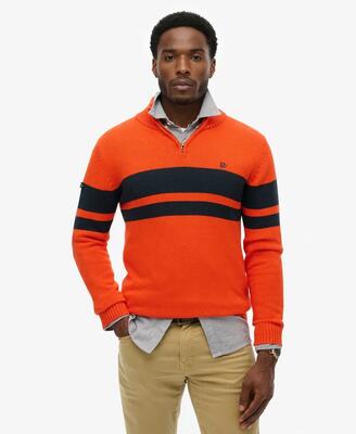 Superdry katoenen gestreepte half‑zip trui van biologisch katoen