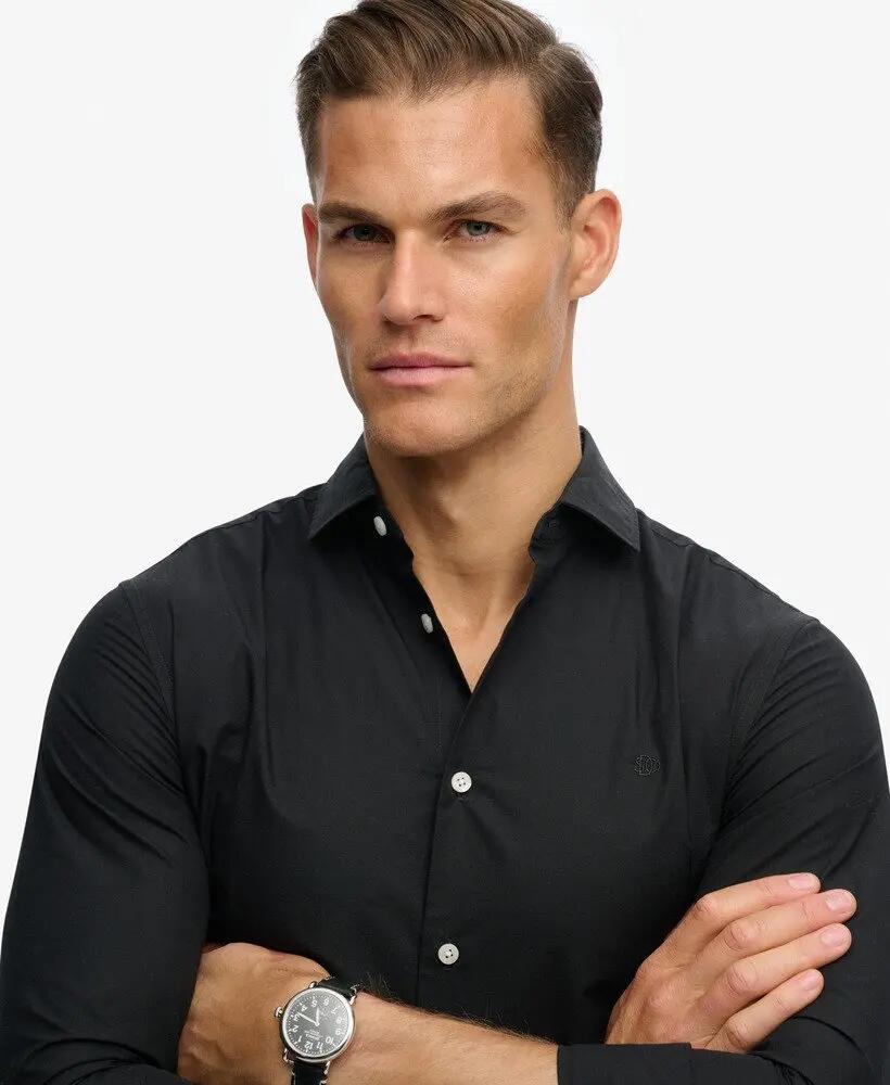superdry Chemise Classique Tailored manches longues en coton noir 4/7