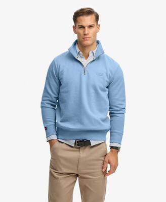 superdry Felpa Essential Logo Half Zip in cotone e poliestere riciclato - Birch
