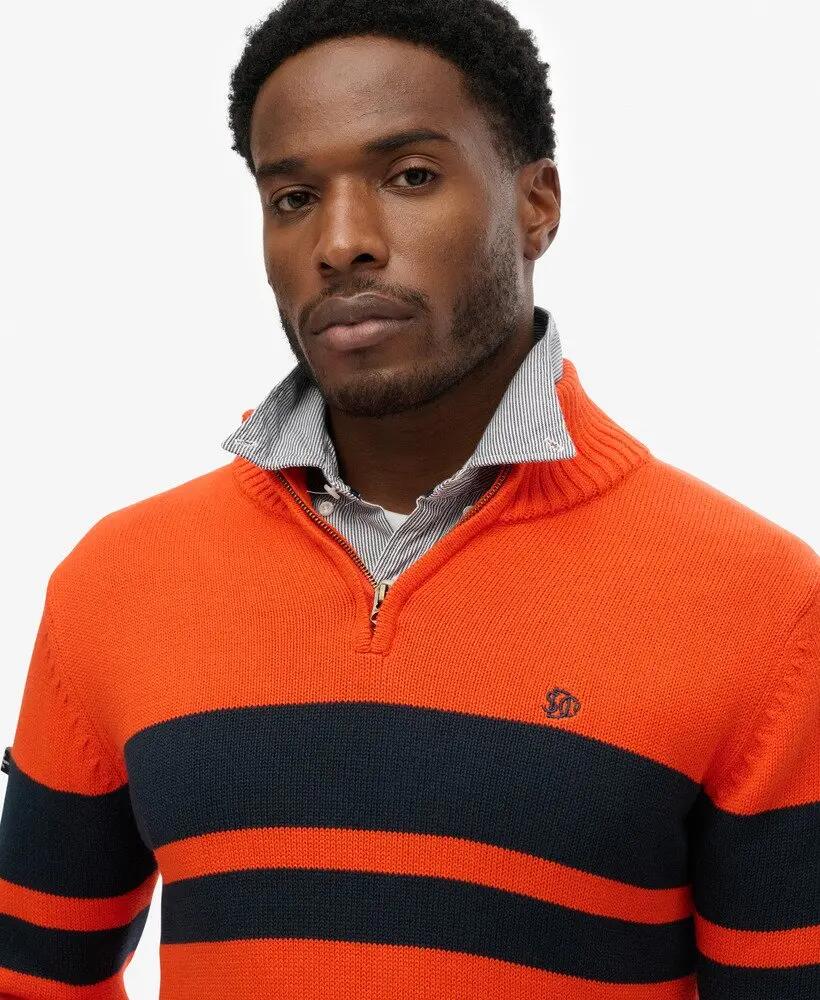 superdry Camisola às riscas com meio fecho em algodão biológico 4/6