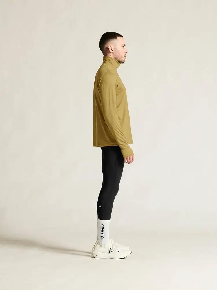 craft Flow HZ LS M t-shirt gola alta com fecho Khaki Melange 6/7