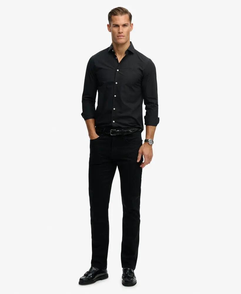 superdry Chemise Classique Tailored manches longues en coton noir 3/7