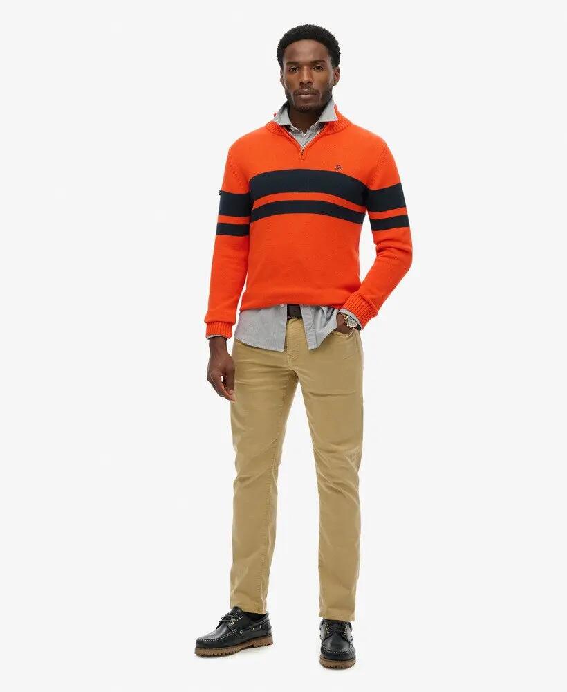 superdry Camisola às riscas com meio fecho em algodão biológico 3/6
