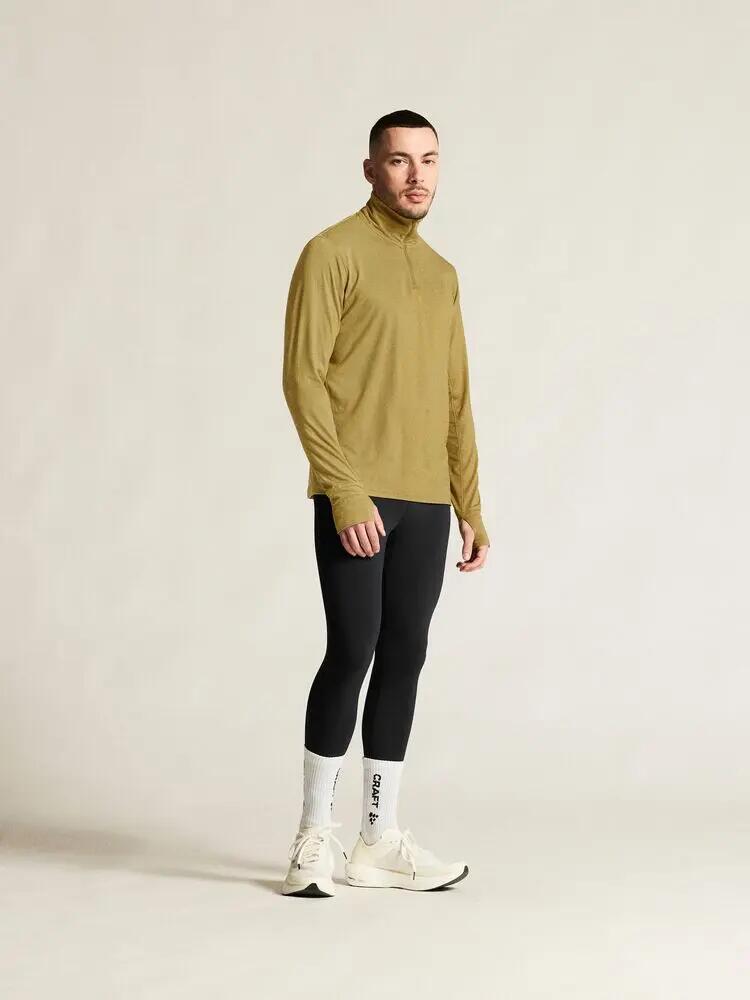 craft Flow HZ LS M t-shirt gola alta com fecho Khaki Melange 5/7
