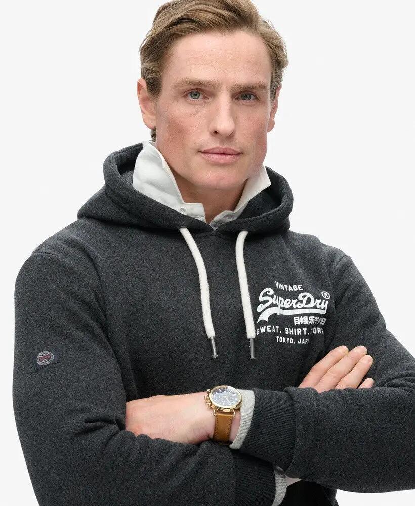 superdry Classic Vl Graphic Hoodie em Phantom Black Marl 3/5