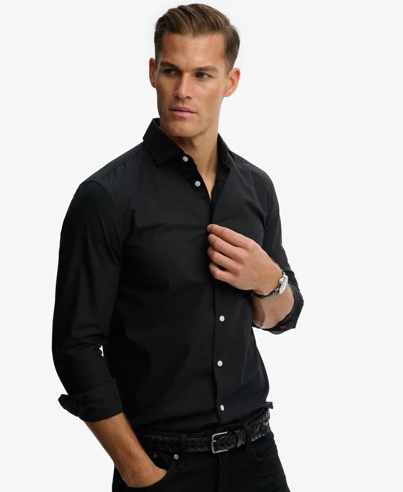 superdry Chemise Classique Tailored manches longues en coton noir 2/7