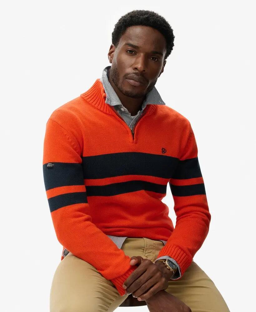 superdry Camisola às riscas com meio fecho em algodão biológico 2/6