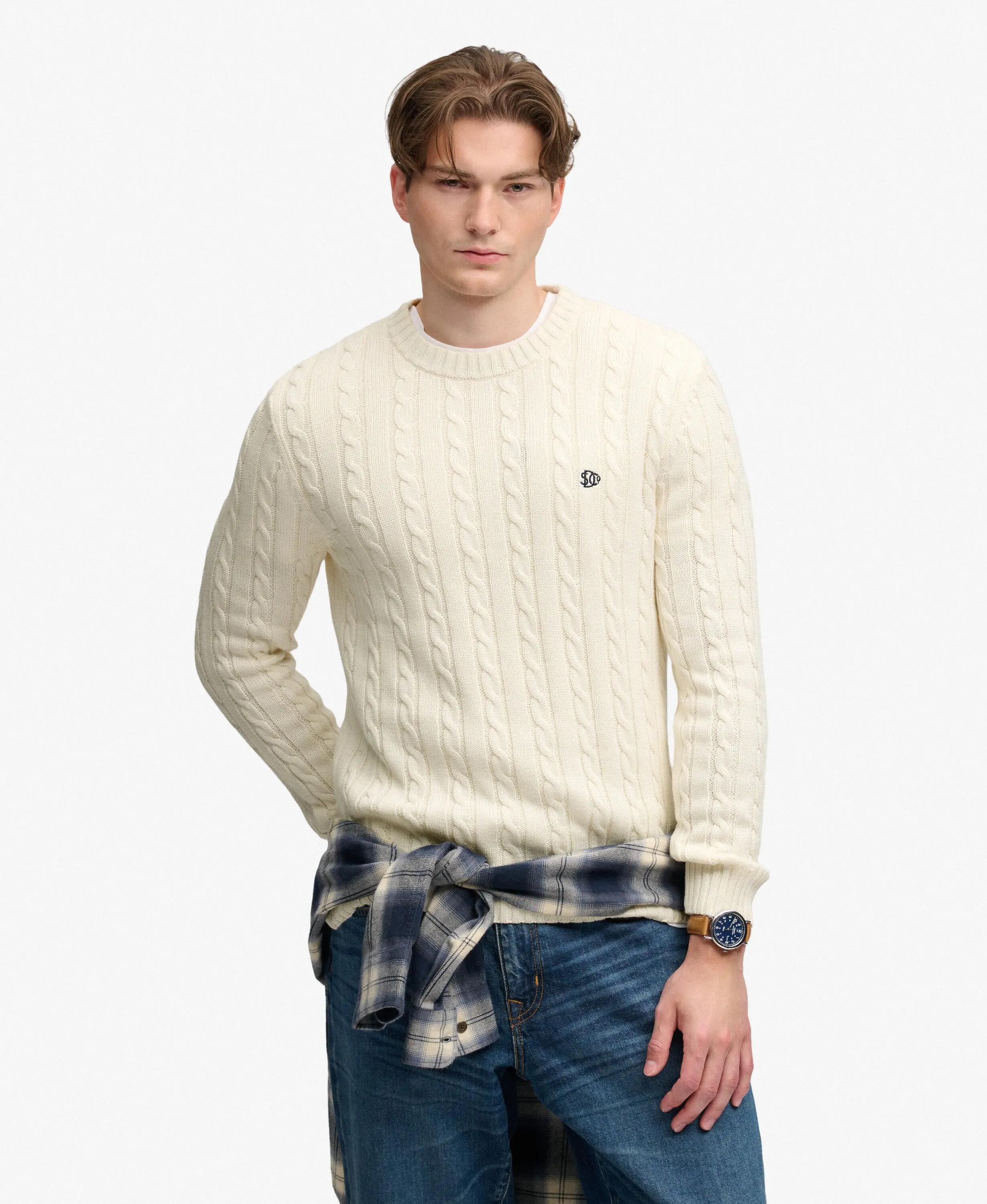 superdry Camisola em malha de algodão com tranças – corte relaxed 2/7