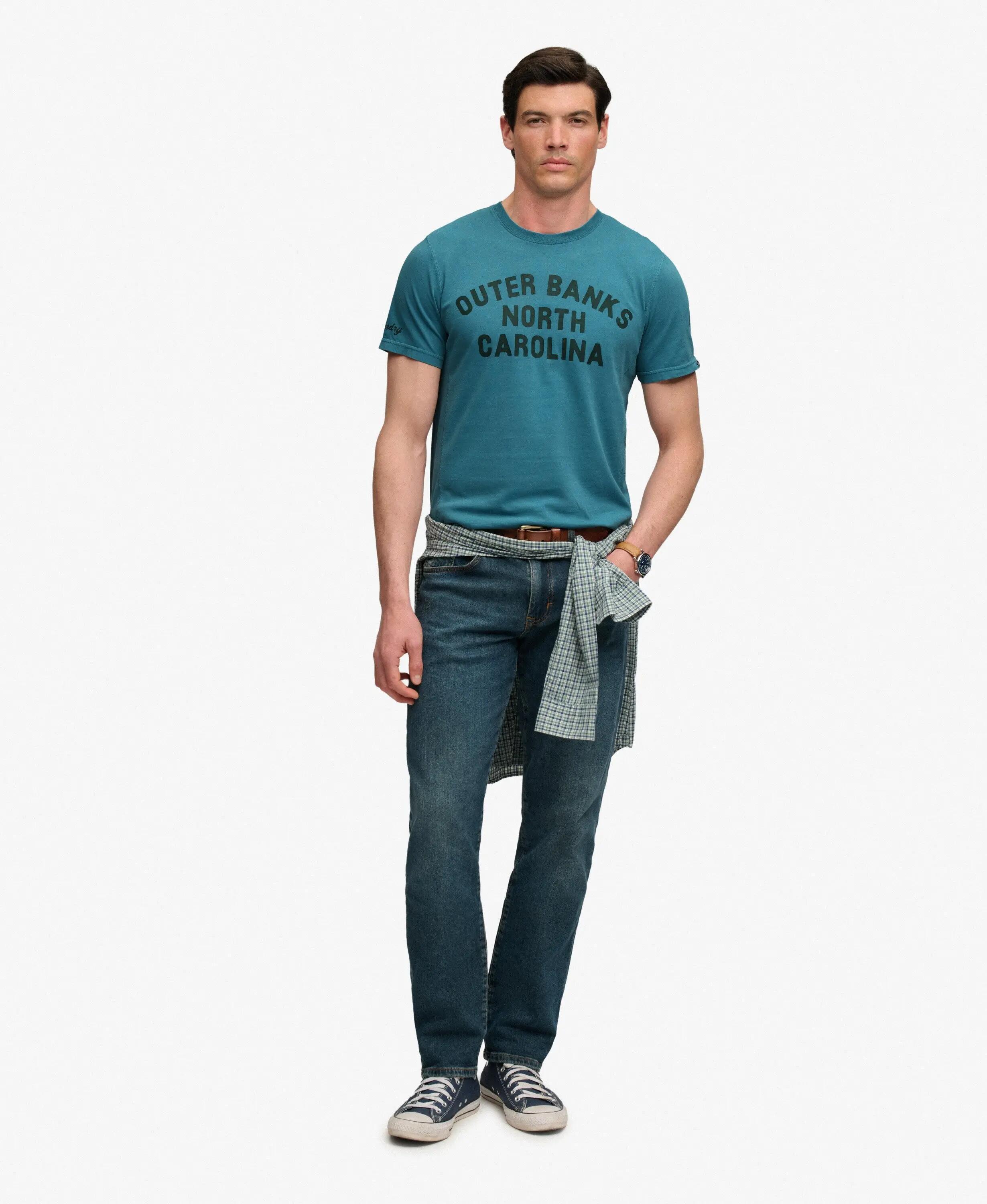 superdry Outdoor Type T-Shirt in cotone biologico — Relaxed Fit, Larkspur Blue 3/7