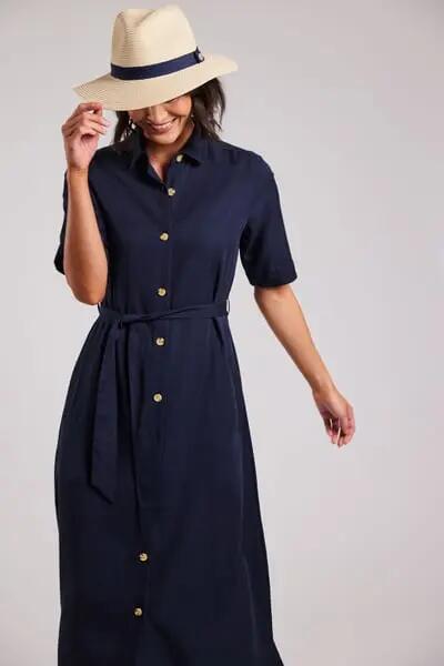 sebago Lyocell Dress - Vestido camisa em lyocell, azul-marinho 7/7