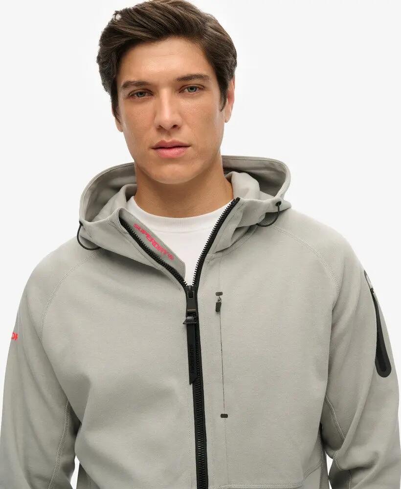 superdry Tech Logo Loose Ziphood felpa con zip ampia Slate Iron 3/4