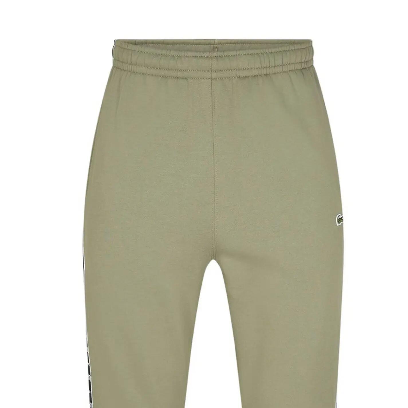 Pantaloni Da Ginnastica Striscia Laterale Aderente Uomo Lacoste Verde Kaki 3/5