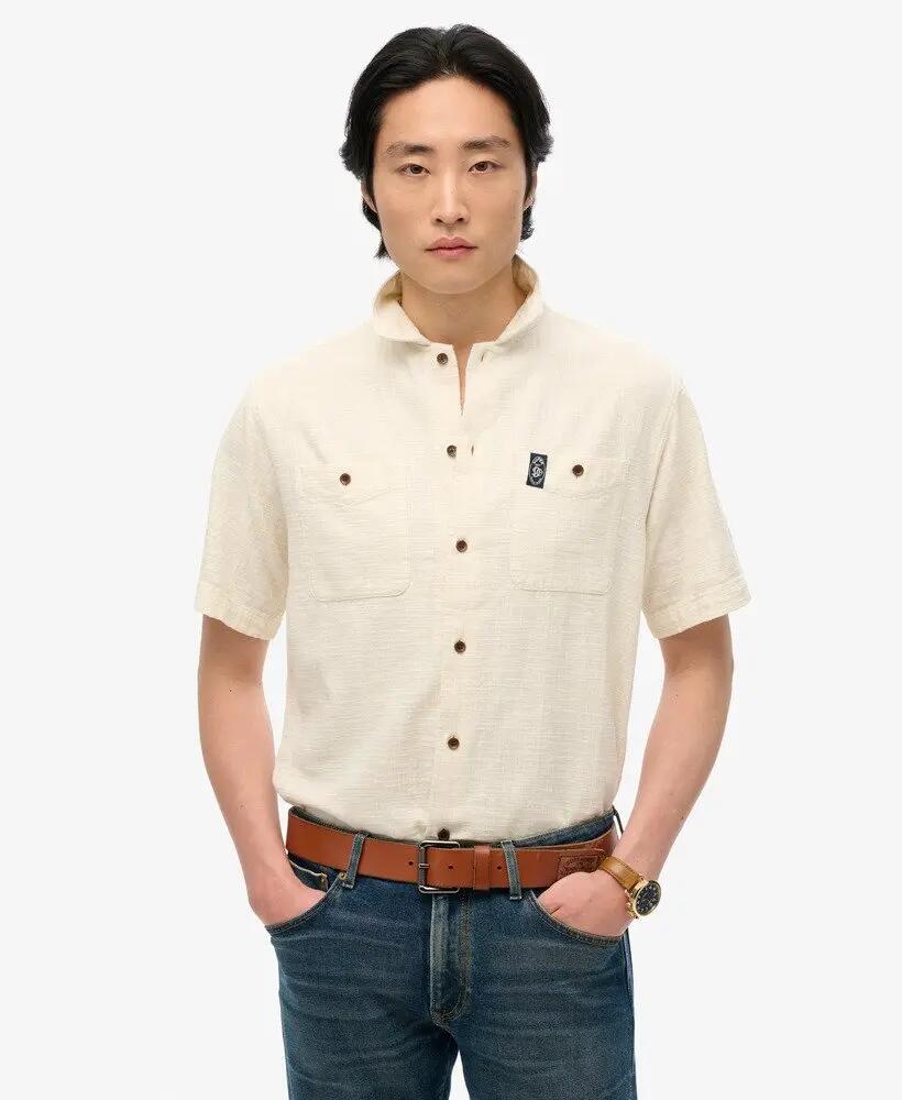 superdry Koszula teksturowana z krótkim rękawem The Merchant Store – Off White 1/6
