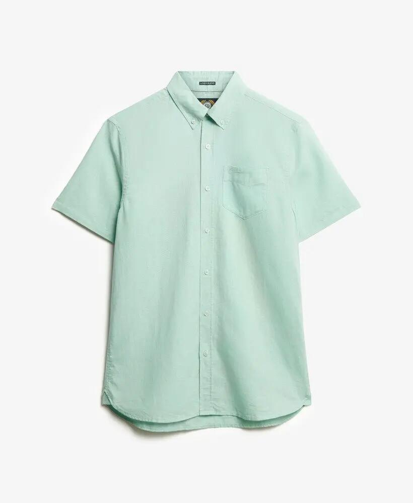 superdry Korte mouwen overhemd katoen-linnen Sea Foam Green 6/6