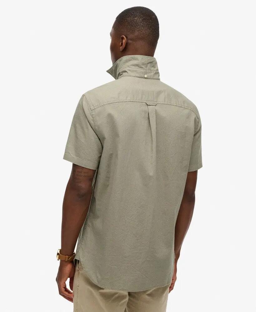 superdry Camicia a maniche corte City in cotone-lino Bay Green 4/4