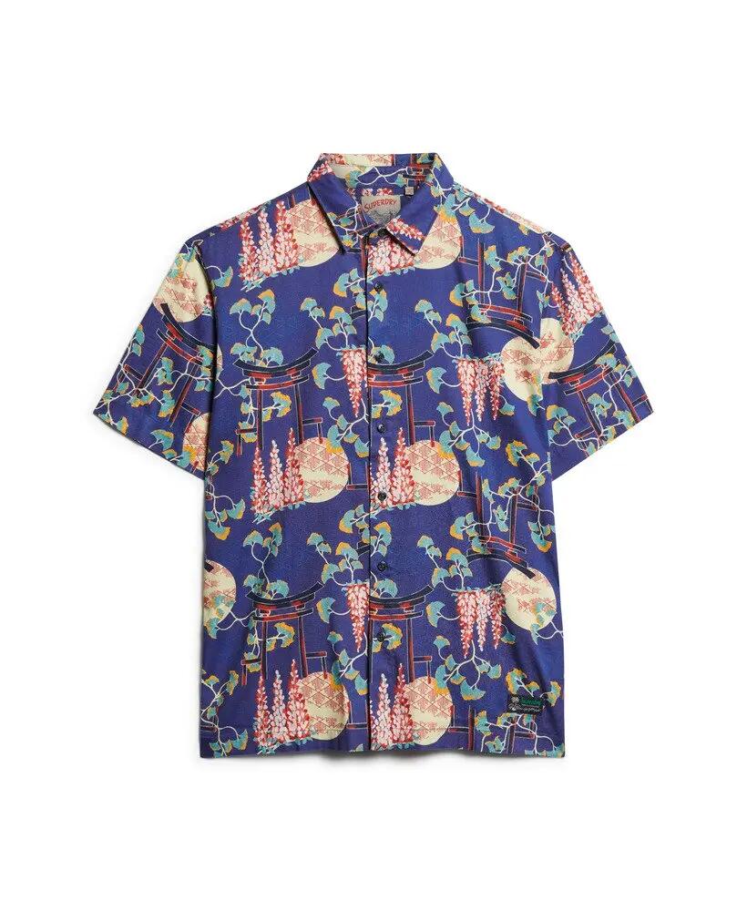superdry Camicia Hawaiian in cotone-modal WISTERIA BLUE 7/7