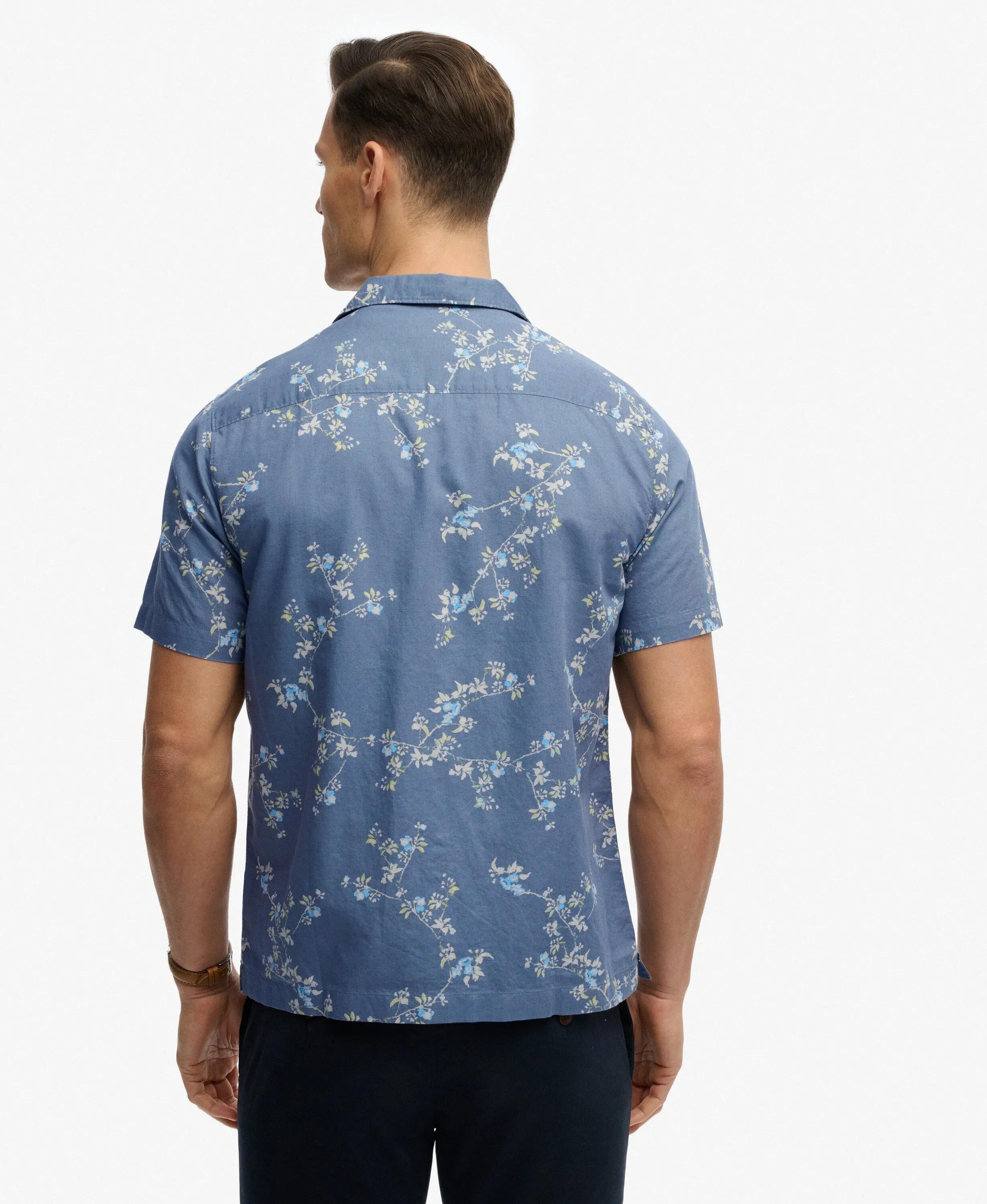 superdry Camisa de praia estampada manga curta algodão-linho 5/6