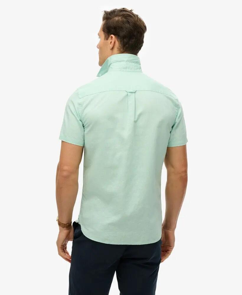 superdry Korte mouwen overhemd katoen-linnen Sea Foam Green 4/6