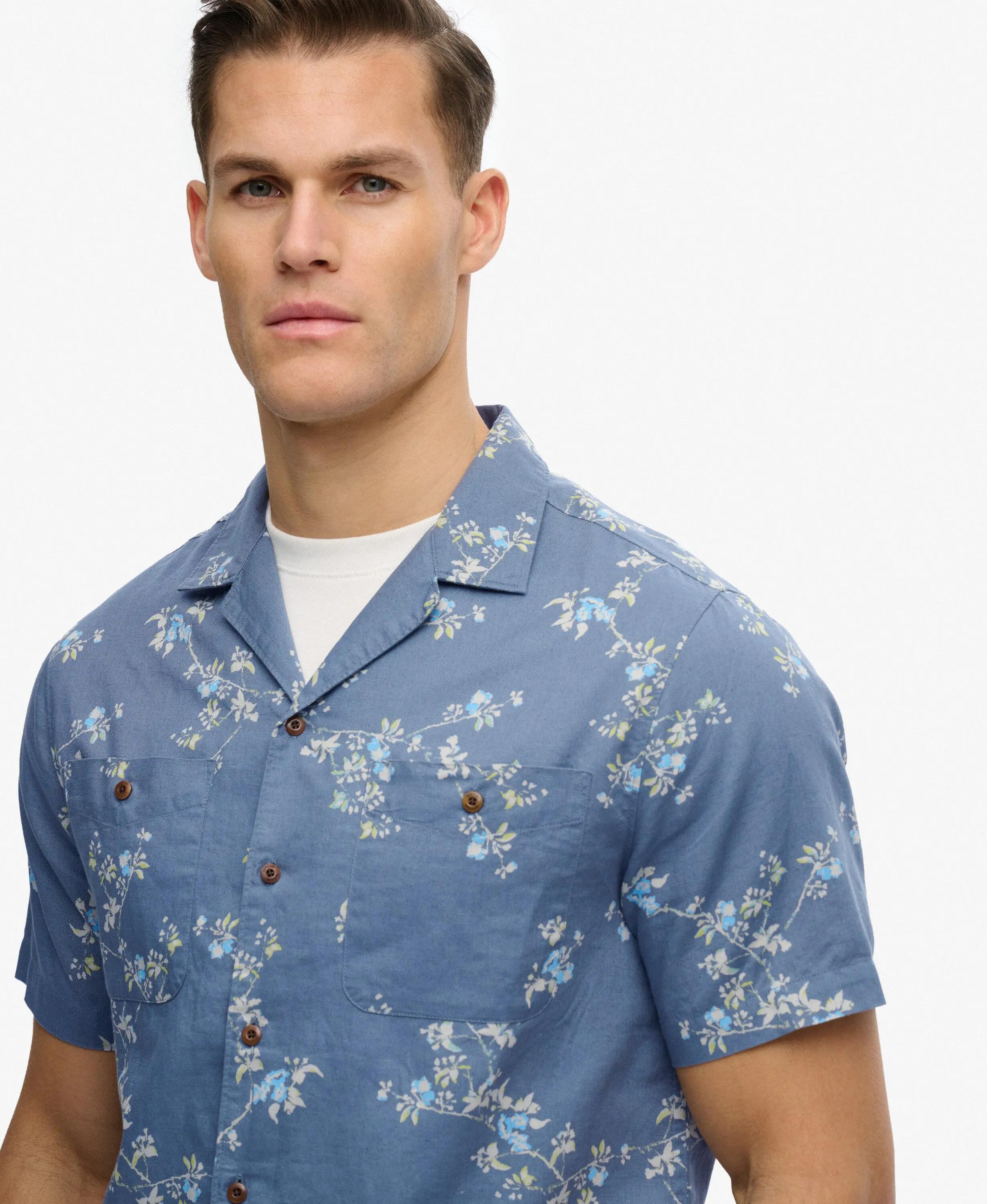 superdry Camisa de praia estampada manga curta algodão-linho 4/6