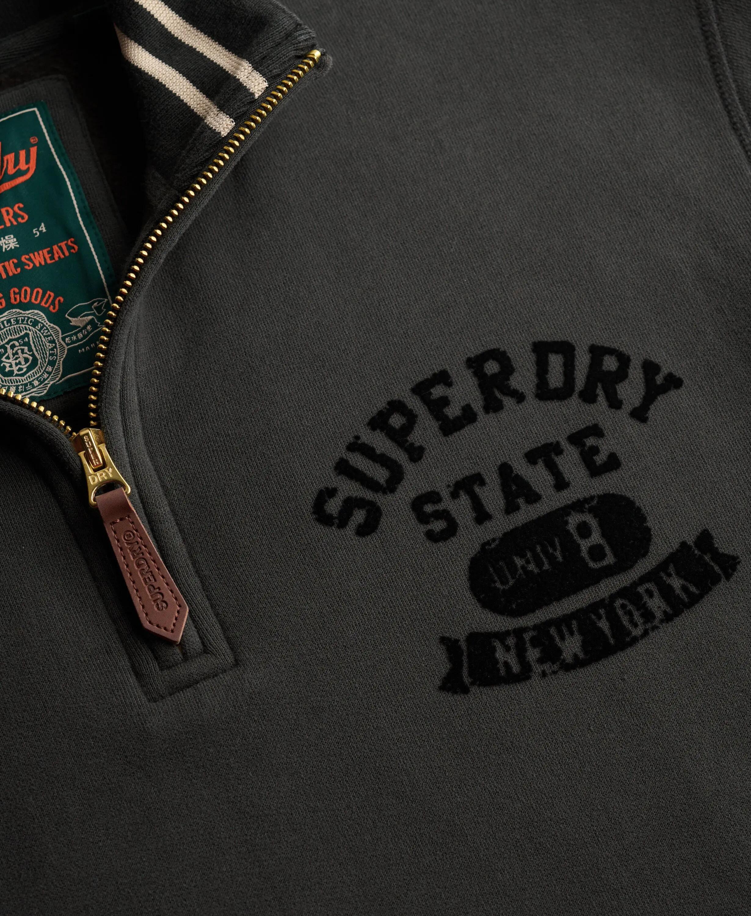 superdry Tonal Half Zip Sweatshirt in Washed Black 7/7