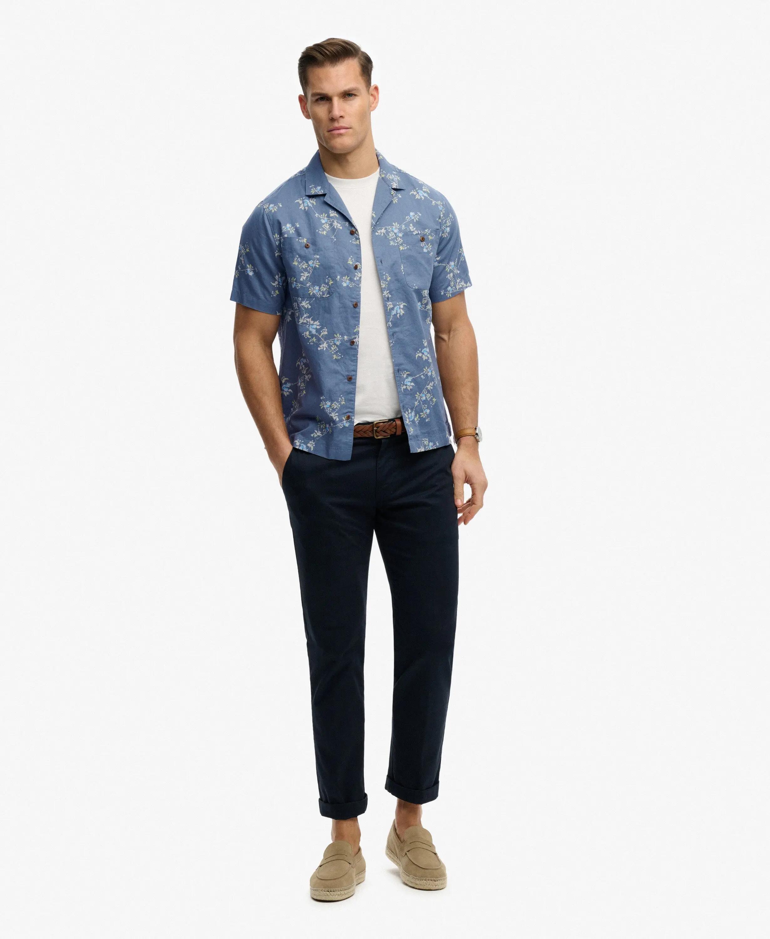 superdry Camisa de praia estampada manga curta algodão-linho 3/6