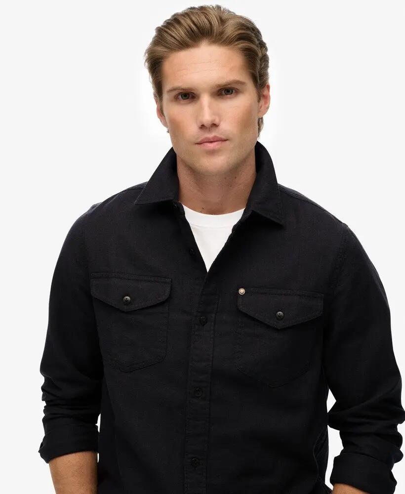 superdry Chemise The Merchant Store - Ranch en coton-lin noir 4/6