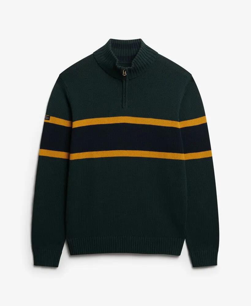 superdry Cotton Stripe Half Zip Knit – camisola slim com meio fecho 6/6