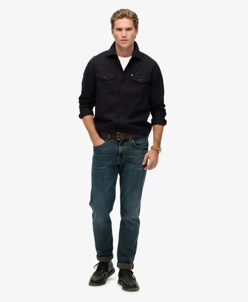 superdry Chemise The Merchant Store - Ranch en coton-lin noir 3/6