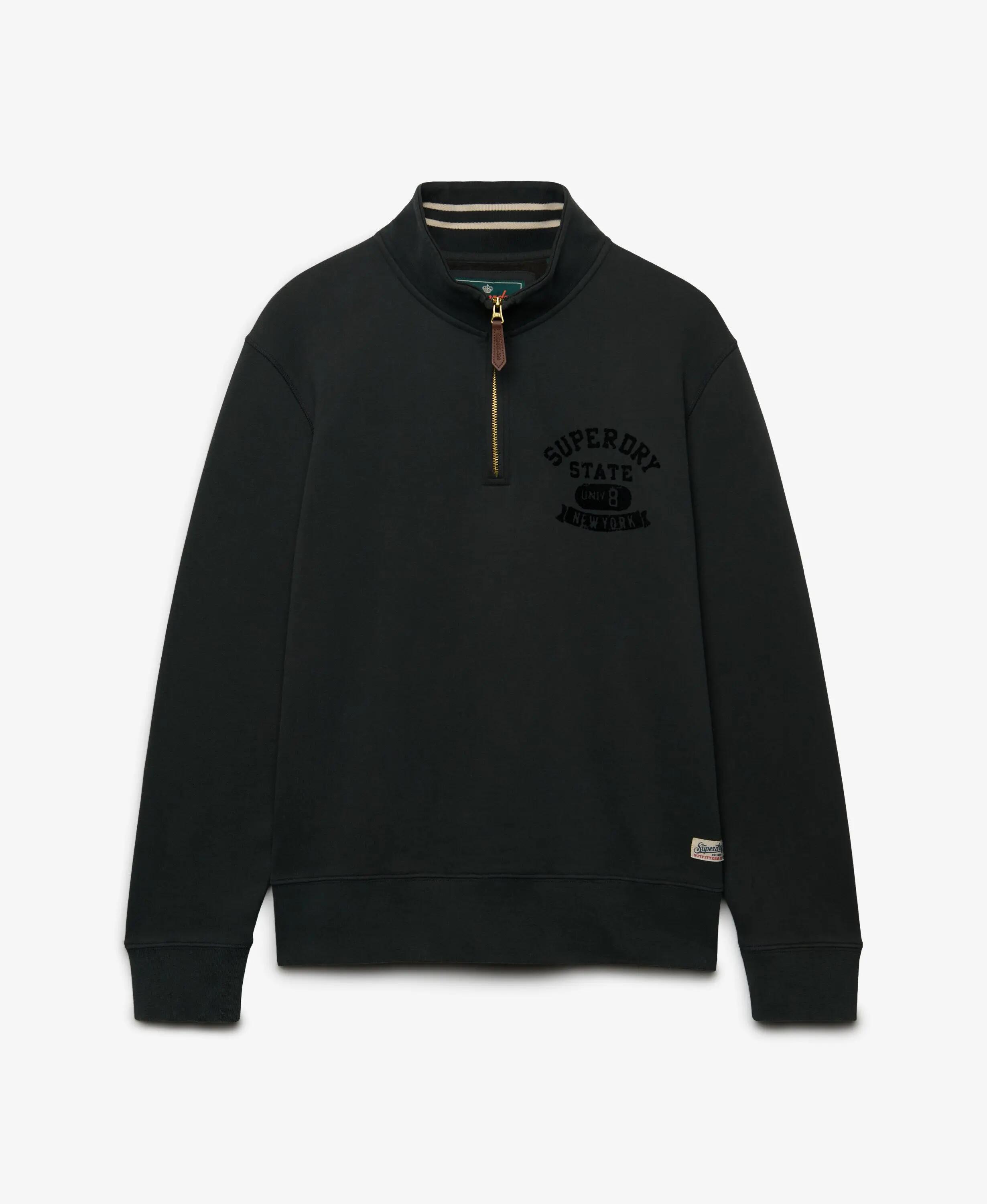 superdry Tonal Half Zip Sweatshirt in Washed Black 6/7