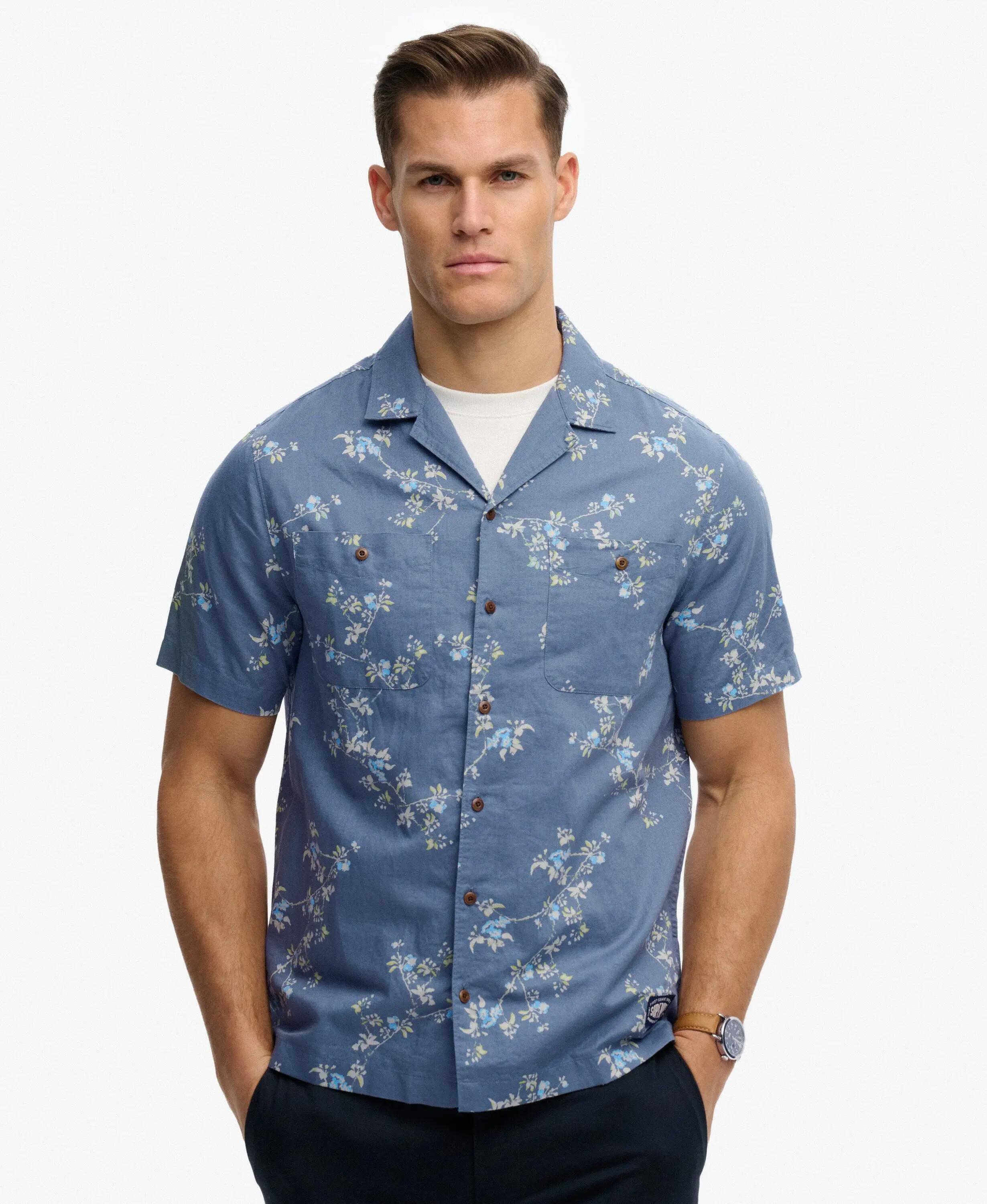 superdry Camisa de praia estampada manga curta algodão-linho 2/6