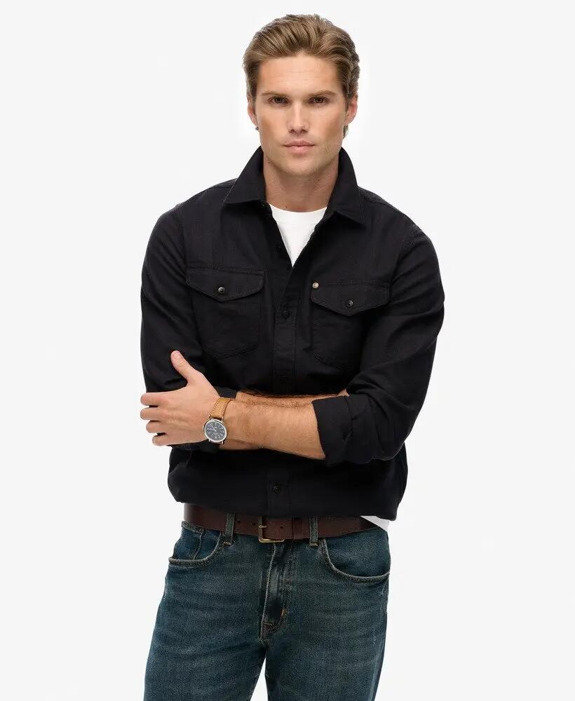 superdry Chemise The Merchant Store - Ranch en coton-lin noir 2/6