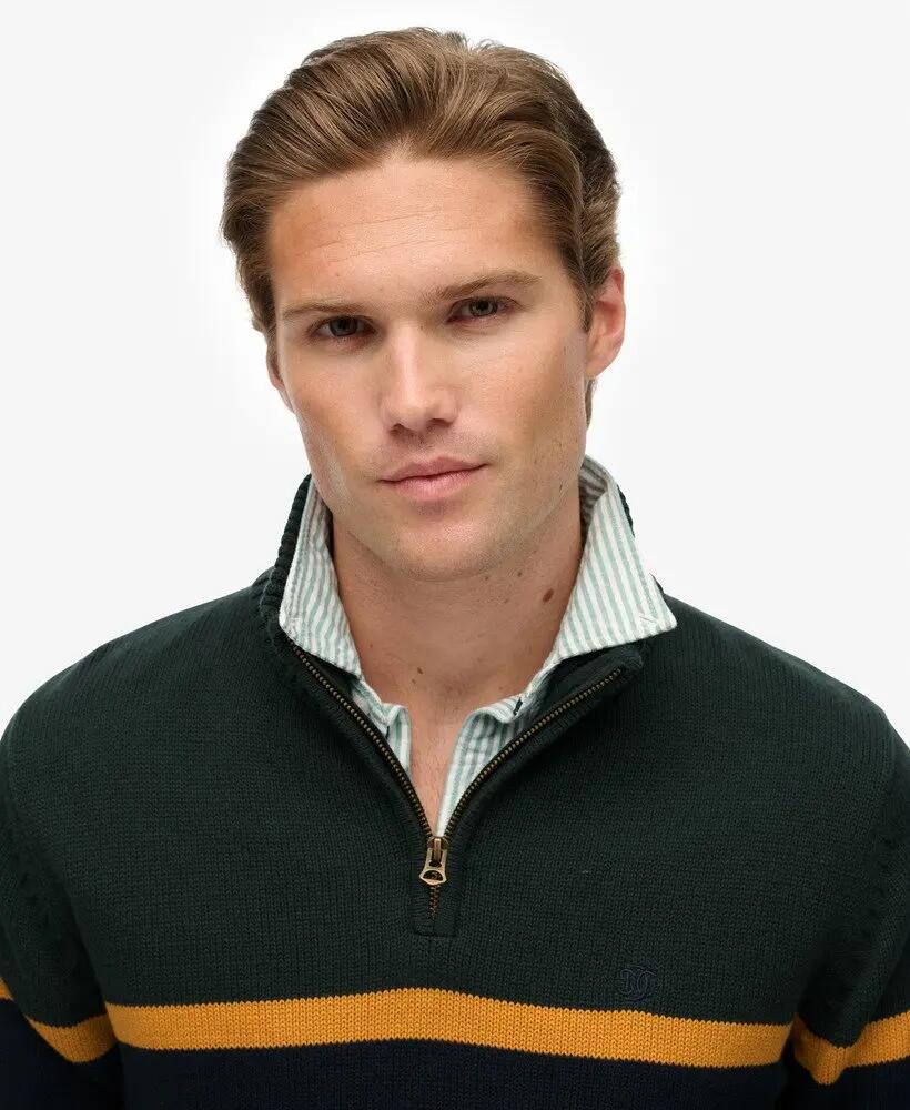 superdry Cotton Stripe Half Zip Knit – camisola slim com meio fecho 4/6