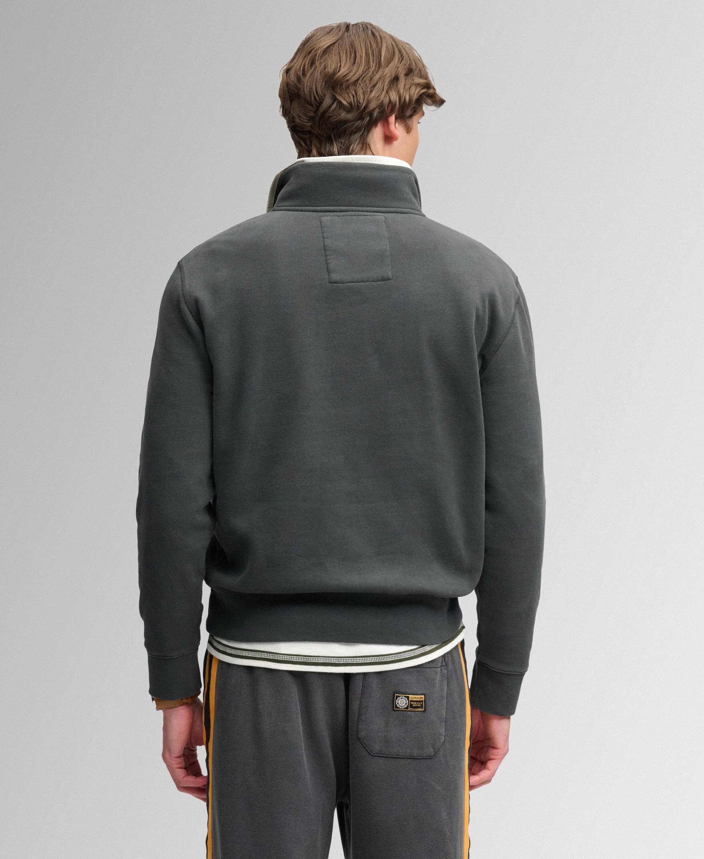 superdry Tonal Half Zip Sweatshirt in Washed Black 5/7