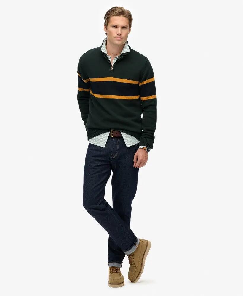 superdry Cotton Stripe Half Zip Knit – camisola slim com meio fecho 3/6