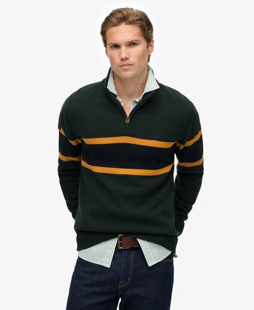 superdry Cotton Stripe Half Zip Knit – camisola slim com meio fecho 2/6