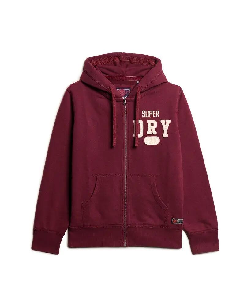 superdry Vintage Athletic Ziphood felpa con cappuccio e zip – Rich Burgundy 7/7