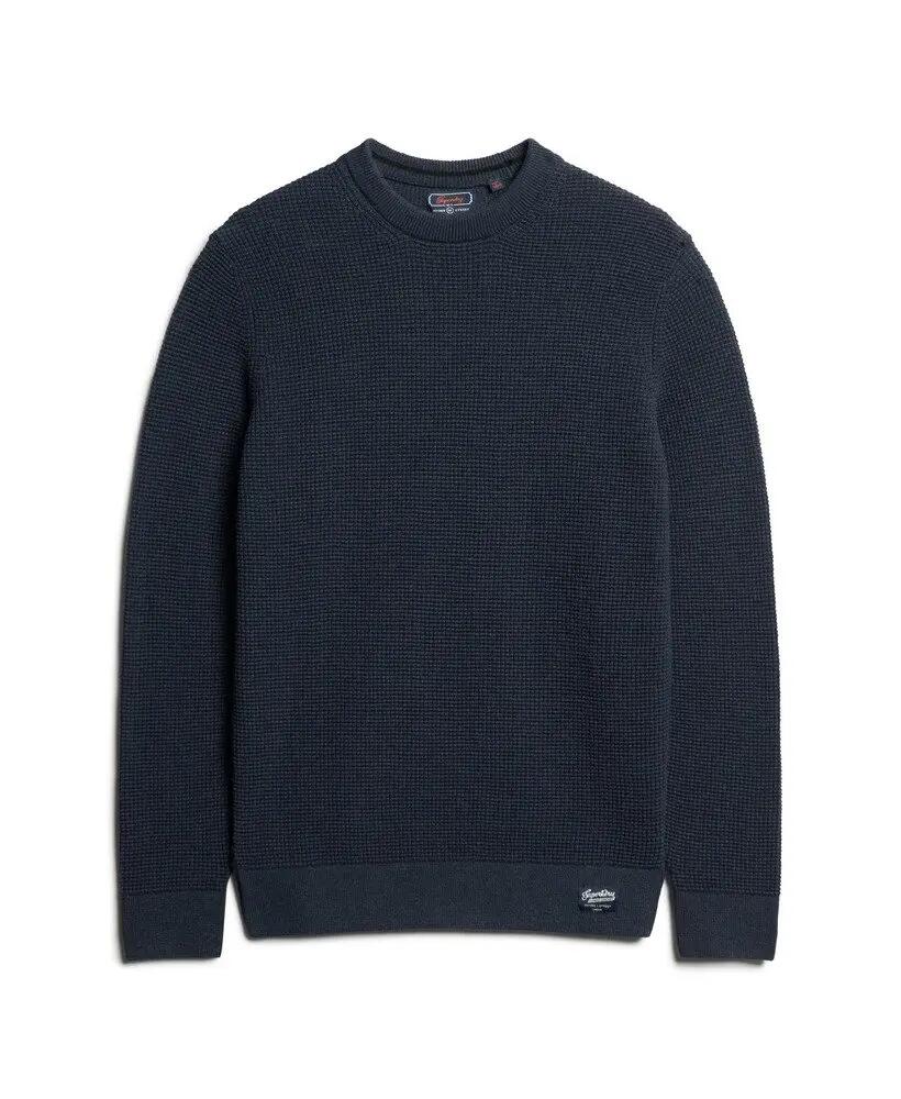 superdry Textured Crew Gebreide Trui van Katoen – Eclipse Navy Heather 6/6