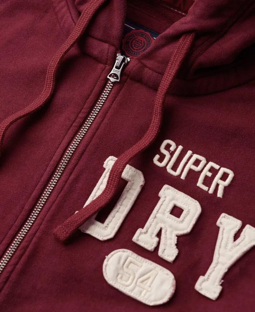 superdry Vintage Athletic Ziphood felpa con cappuccio e zip – Rich Burgundy 6/7
