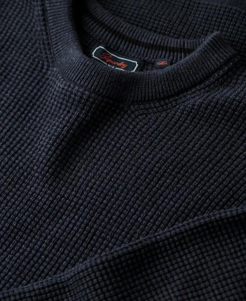 superdry Textured Crew Gebreide Trui van Katoen – Eclipse Navy Heather 5/6