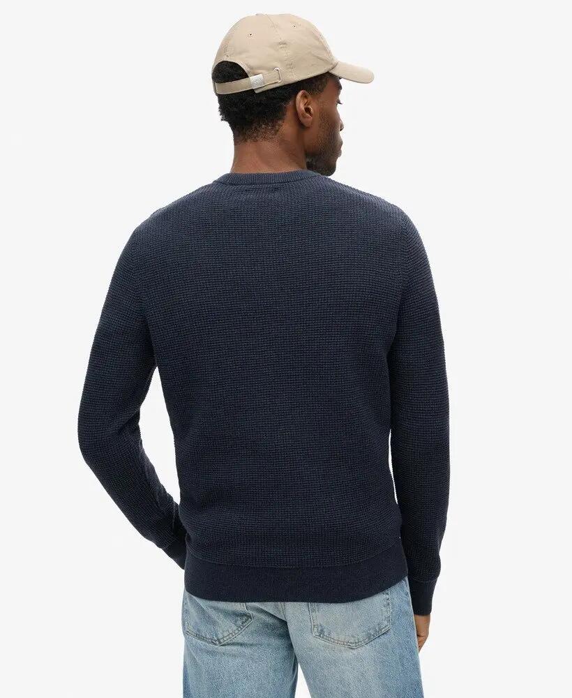superdry Textured Crew Gebreide Trui van Katoen – Eclipse Navy Heather 4/6