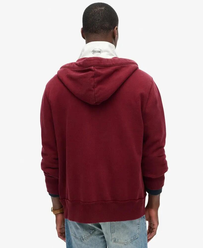 superdry Vintage Athletic Ziphood felpa con cappuccio e zip – Rich Burgundy 4/7