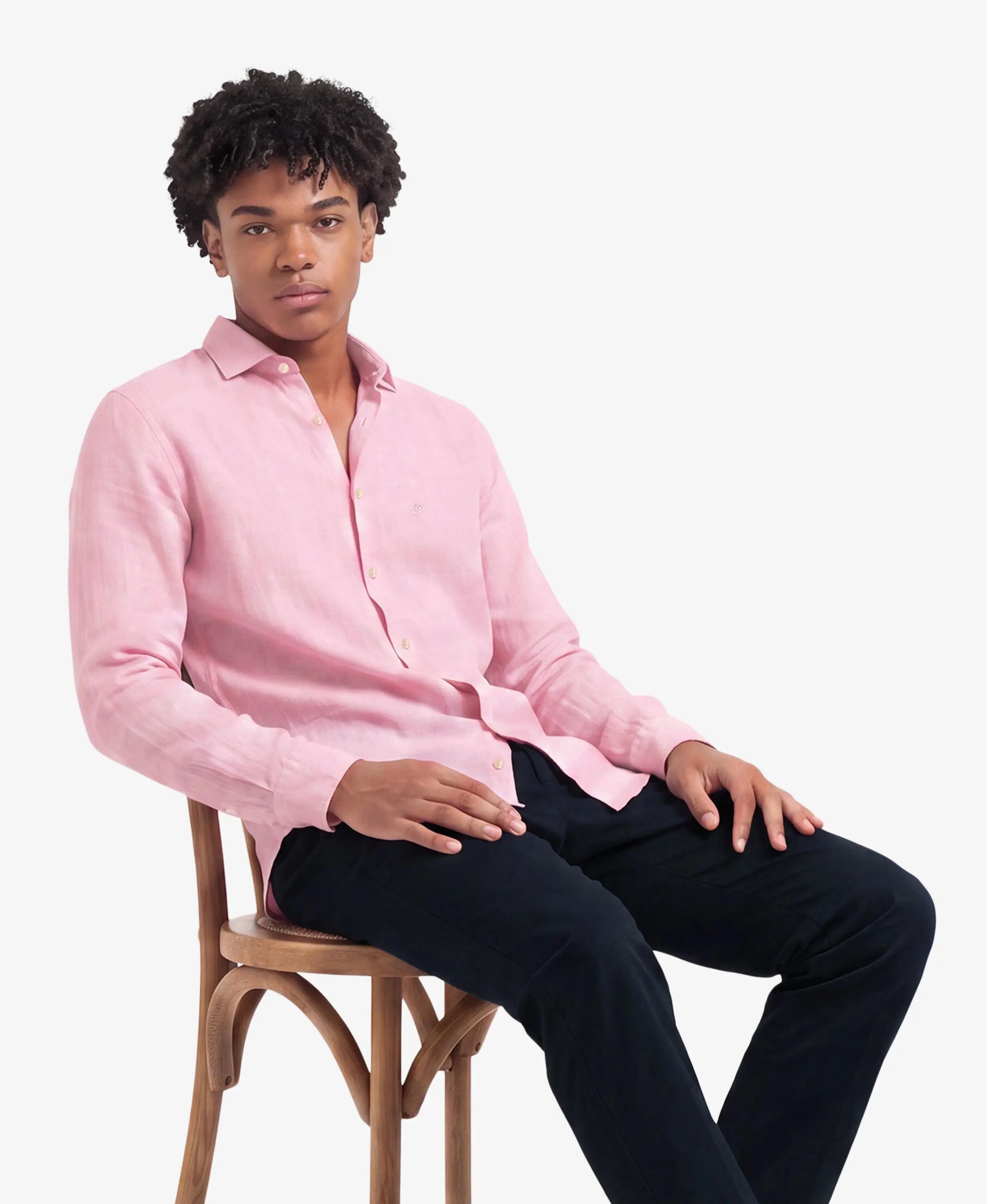 superdry Camicia Riviera manica lunga in lino — Vestibilità relaxed, City Pink 3/5