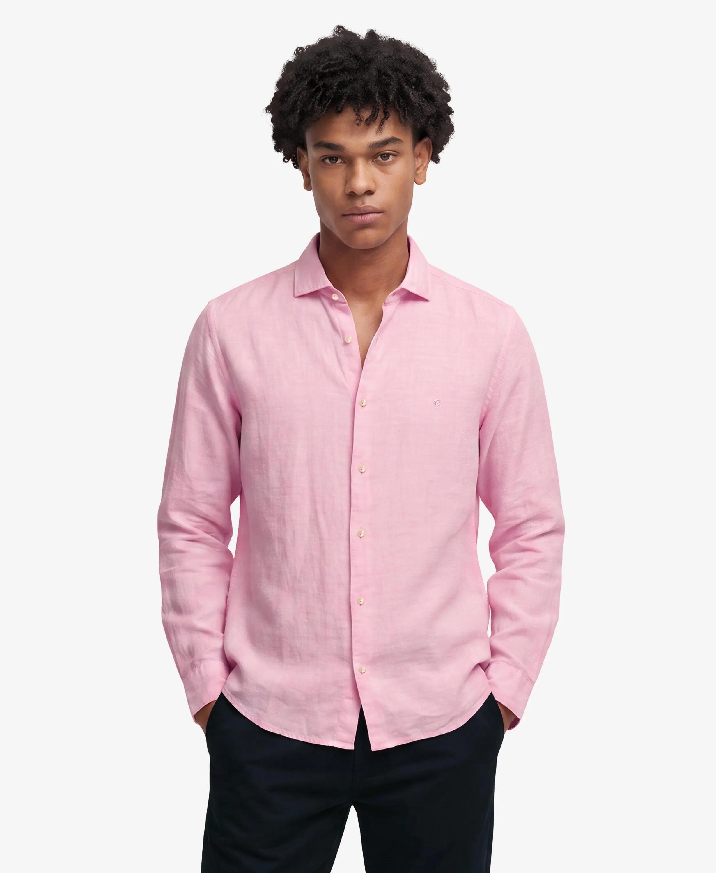 superdry Camicia Riviera manica lunga in lino — Vestibilità relaxed, City Pink 2/5