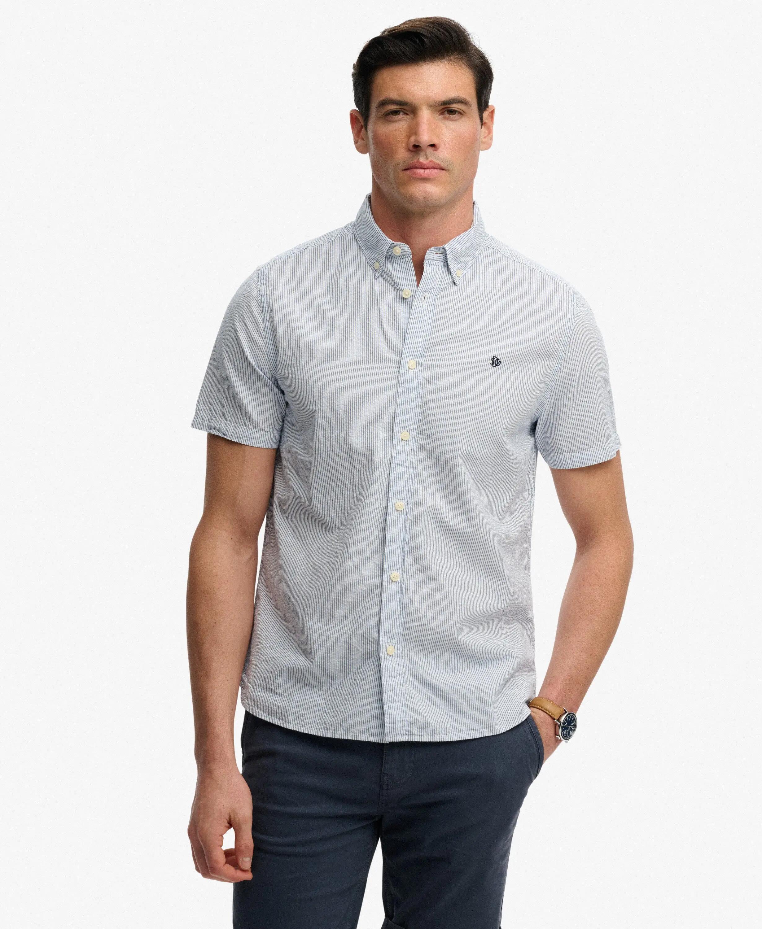 superdry Classic Seersucker korte mouw overhemd – 100% biologisch katoen 1/5