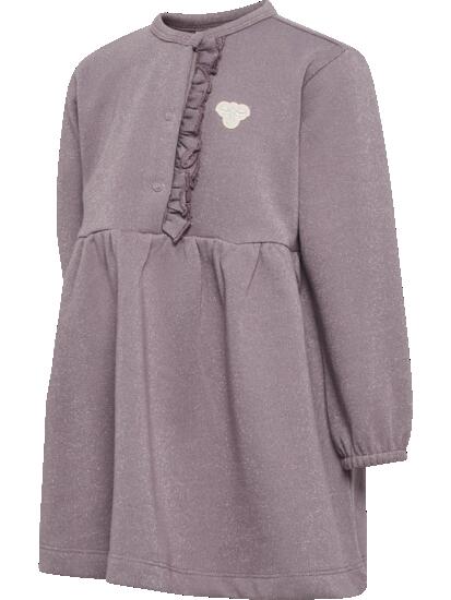 hummel Robe hmlMINI REG GLITTER L/S en coton bio avec fibres métallisées – GRAY